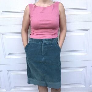 Corduroy Turquoise skirt altered from pants M medium mod punk rockabilly Medium